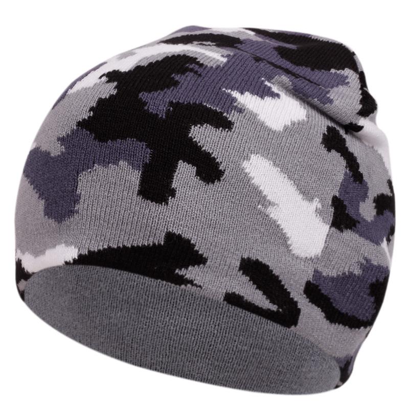 Multi-Color Fixed-Dyeing Knitted Hat, Warm In Winter, Men'S And Women'S Outdoor Beanie Popular Camouflage Casual Pattern Wool Hat