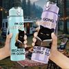 1PC I Am Going To Fix It Cat Quote Print 750ml Color Plastic Sports Water Bottle Leakproof Flip Straw Lid Suitable for Sports Office Home Use