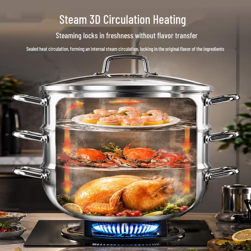 KOBACH German-Style 304 Stainless Steel Tri-Ply Steamer Wok