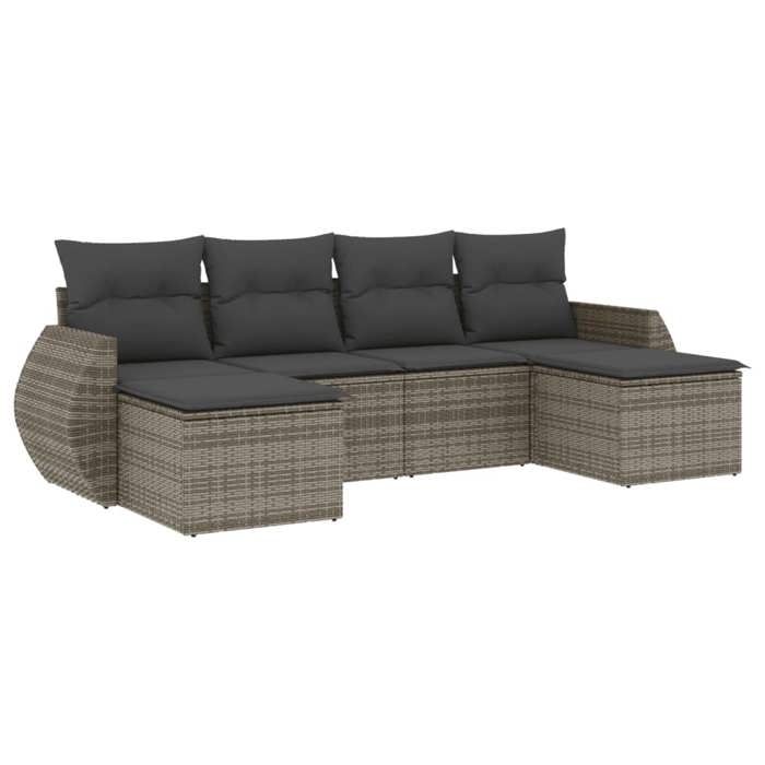 VidaXL Salon de Jardin avec Coussins 6 pcs, Canapés de Terrasse, Ensemble de Meubles de Patio, Mobilier d'Extérieur, Gris 3254057