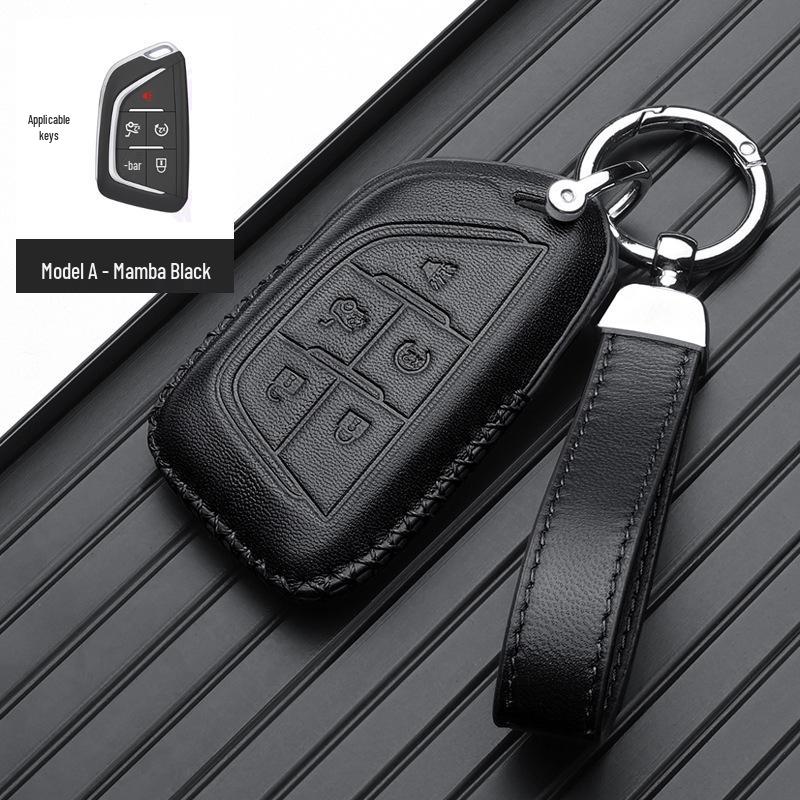 Cadillac Key Case for 2026 XT5/CT5/CT4/CT6/XT4/GT4 – Genuine Leather Buckle Shell for Men and Women