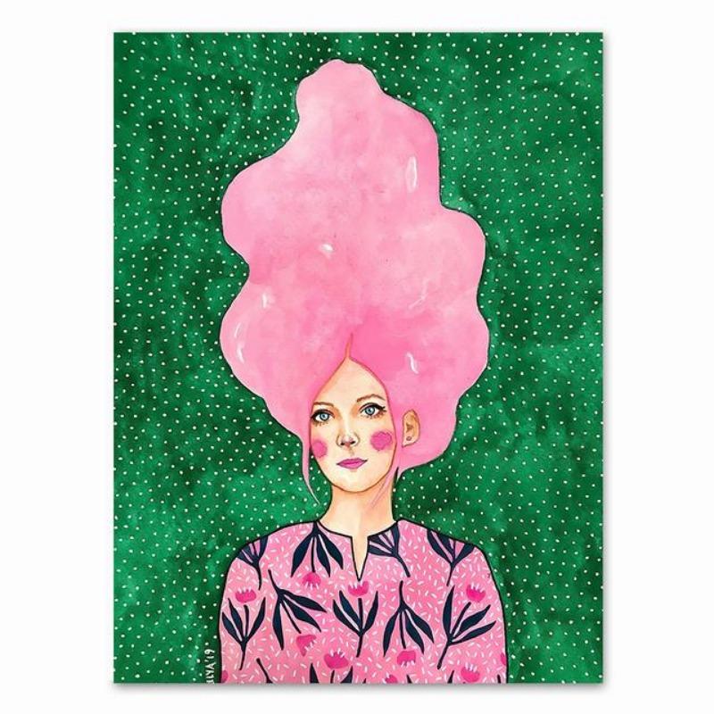 Абстрактные волосы девушки цветы птицы настенная живопись на холсте постеры на скандинавскую тематику и принты винтажные настенные панели для декора гостиной без рам