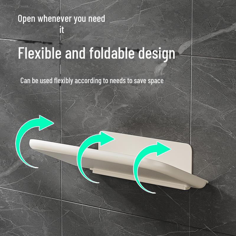 Folding Wall-Mounted Storage Rack for Bathroom and Toilet