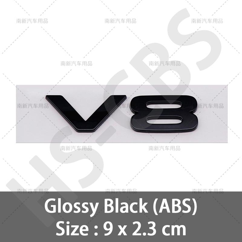 3D ABS Car Engine Displacement Logo V8 Letter Embelm Rear Trunk Badge Auto Tailgate Stickers