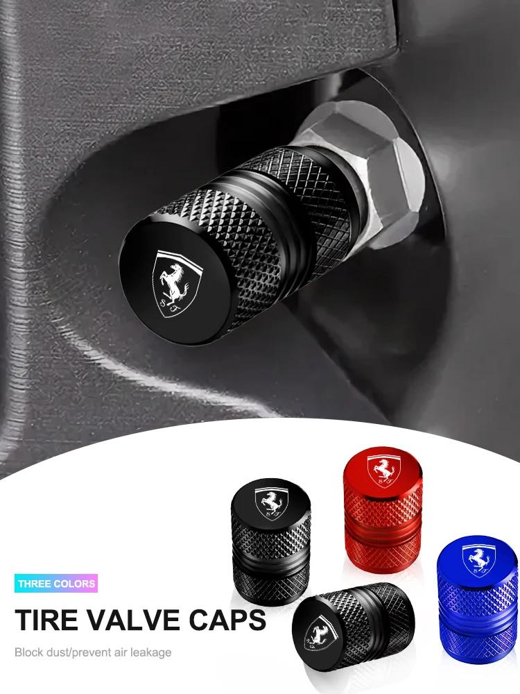 For F-Ferrari Roma 488 296 SF90 F8 F80 KC23 SP8 F40 599 575M 4Pcs Metal Car Tire Valve Cover Wheel Stem Dustproof Air Cap Case ZX1