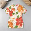 V-Neck Short Sleeve Floral Bodycon Mini Skirt Versatile Soft Sexy Comfy Casual Wear for Vacation,Daily Use & Shopping