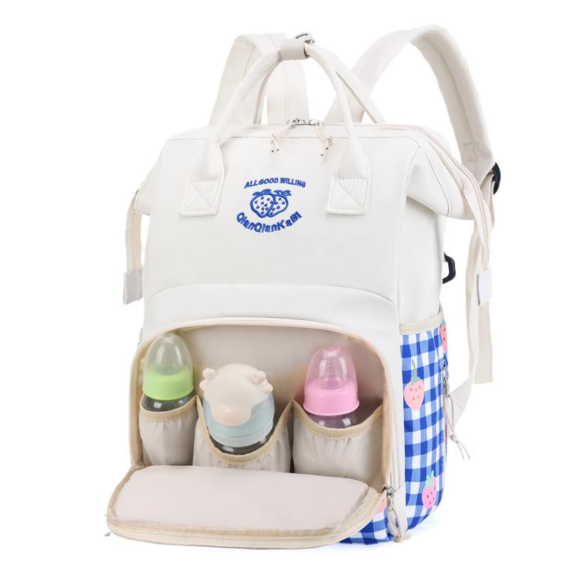 Модная сумка для мамы с клубничным принтом, большая вместительная сумка для хранения детских вещей, легкий многофункциональный рюкзак