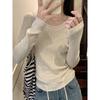 Свитер с U-образным вырезом и длинным рукавом в корейском стиле - Женский осенне-зимний облегающий и подчеркивающий фигуру вязаный топ