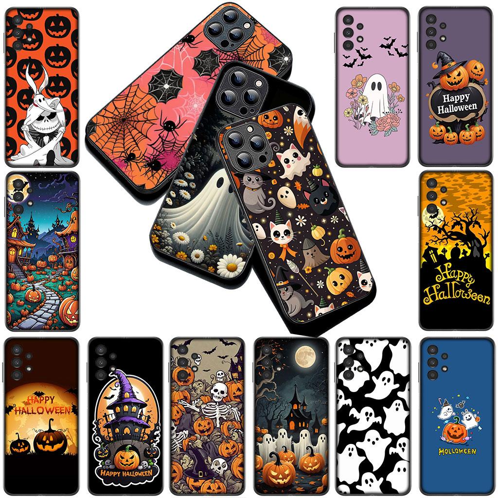 Чехол для телефона Little Ghost With H-Halloweens Pumpkin для Samsung Galaxy S25 S24 S23 FE Ultra Plus S7 Edge S25+ S23+ A56 5G