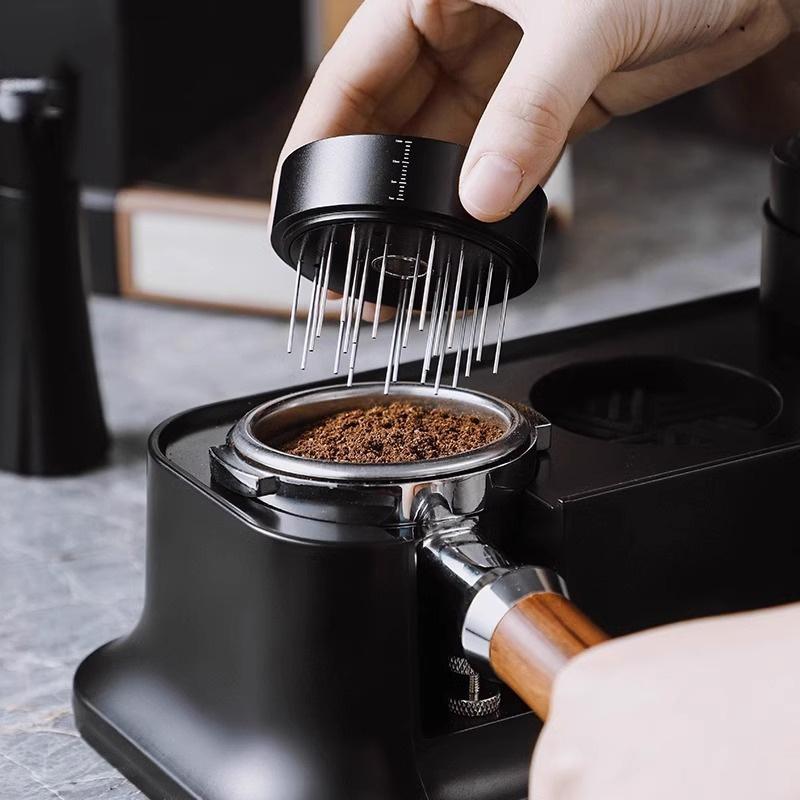 3-in-1 Coffee Distributor Coffee Tamper Needles Stainless Steel Espresso Tamper Leveler Tool Stirring Powder Needle Press Hammer