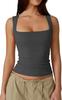 European And American Women'S Clothing Short-Sleeved Street Spice Fashion Square Collar Basic Slim-Fit Sleeveless Vest Bottoming Shirt