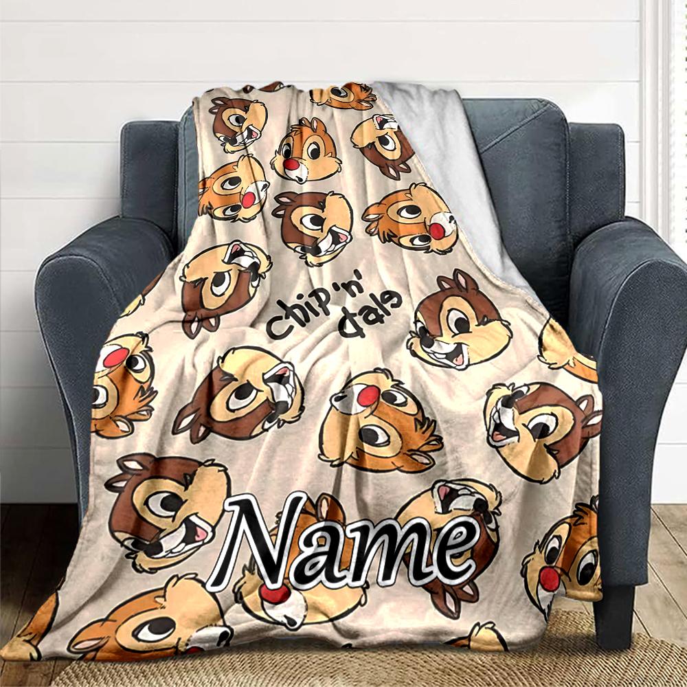 Custom Name Chip 'n' Dale Adventure blanket for Couch & Bed, Plush Cozy Fuzzy Blanket Super Soft & Warm Blankets for Fall and Winter. 0908425