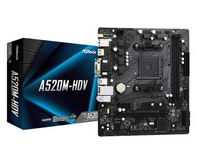 Материнская плата ASRock AMD Ryzen серии Micro ATX с чипсетом A520, совместимая с авторизованным дистрибьютором 3000/4000 (Сокет AM4) [Отечественный продукт] A520M-HDV