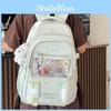 Simple Color Solid Letter Embroidery Student Backpack With Pendant And Badge