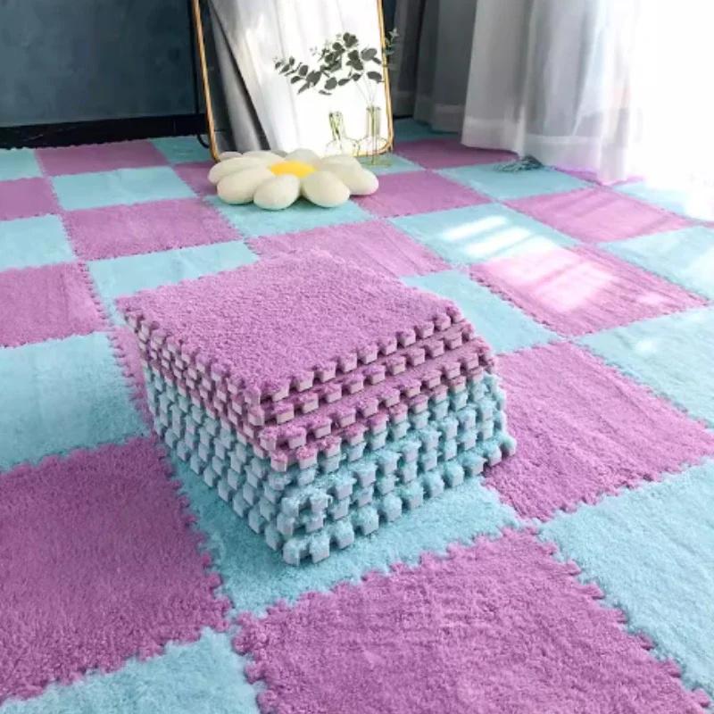 Мягкий плюшевый детский коврик Babe Toys Коврик-пазл из пены ЭВА Теплый детский игровой коврик Соединяющиеся коврики Ковер для младенца 30*30*1,2 см