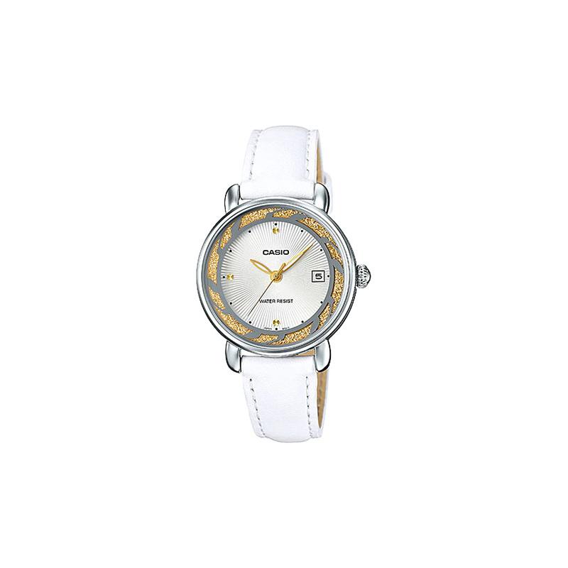 Casio Водонепроницаемость 50 метров, кварцевый механизм, кожаный ремешок, японские и корейские часы, женские часы, серебристый циферблат LTP-E120L-7A2