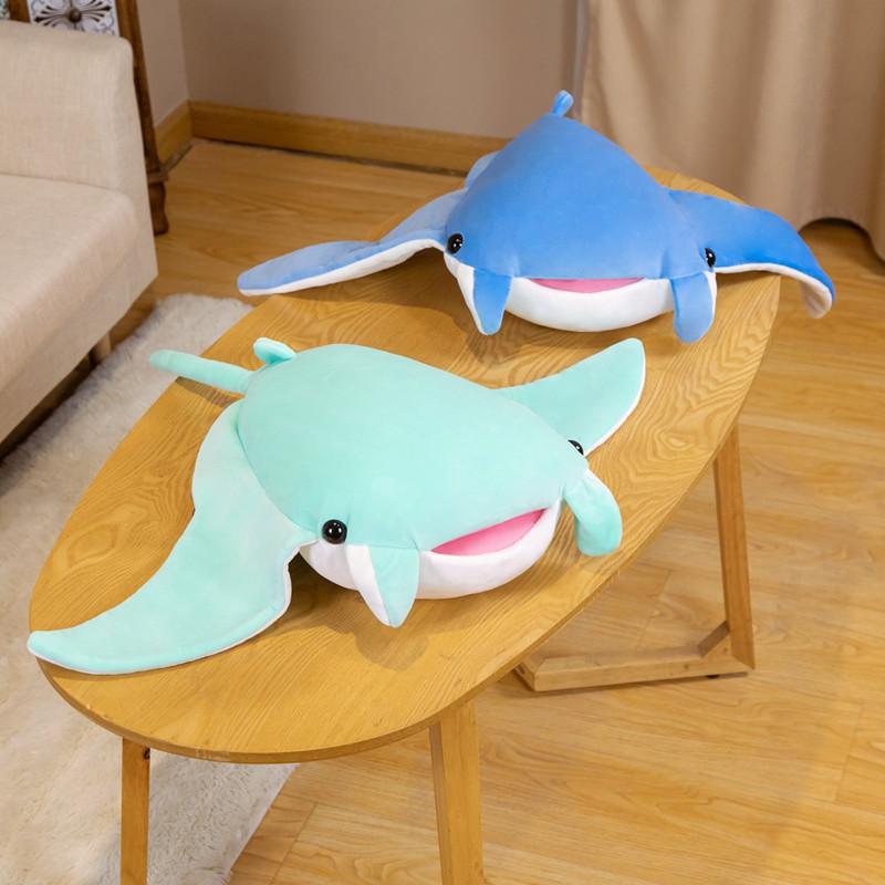 Adorable Blue Green Devil Ray Plush Toy Cartoon Batfish Doll For Kids Collectors