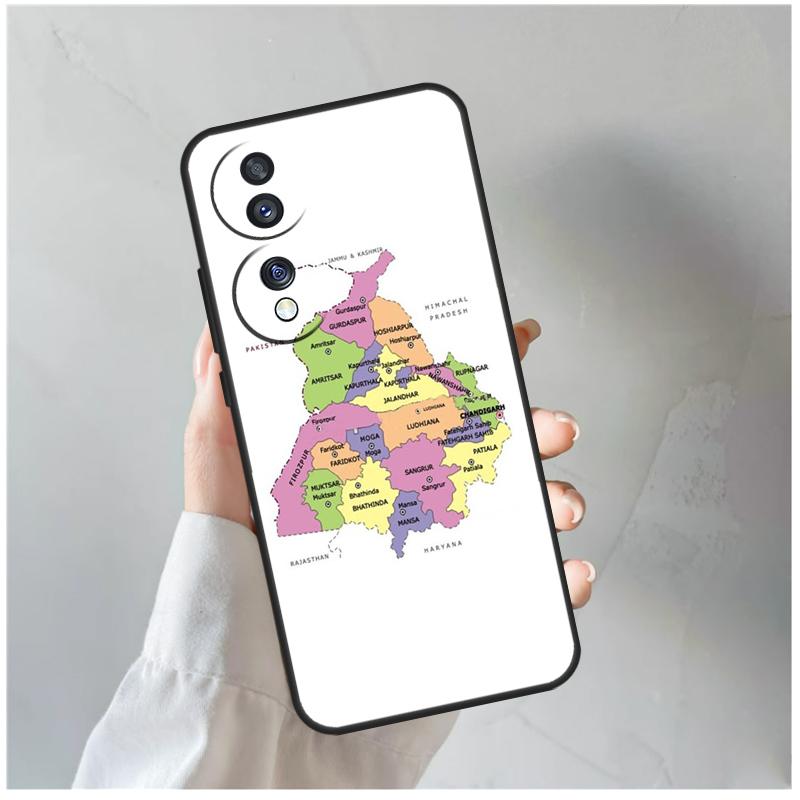 Контур карты Пенджаба Для чехла Honor Magic 8 5 6 7 Pro Для Honor 200 400 70 90 Lite X8c X8b X9a X9b X9c X9d Win RT