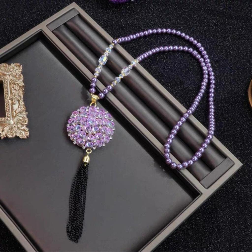 Элегантное фиолетовое роскошное ожерелье-свитер в восточном стиле Ци – Универсальный длинный аксессуар в китайском стиле