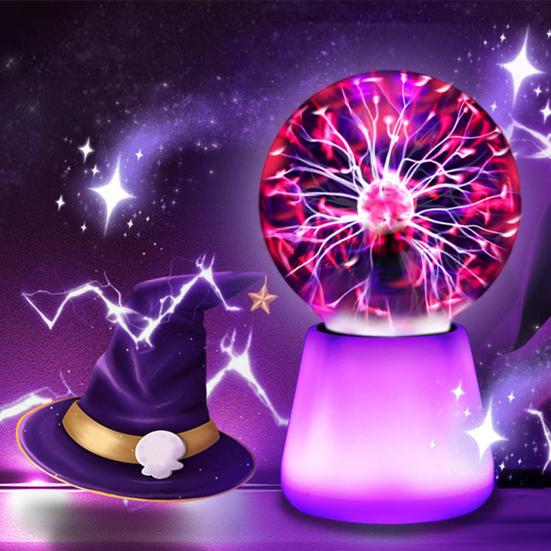 Ball Lightning Lamp with Touch Sensor Magic Ion Sphere Mood Light with Color-Changing Base Interactive Science Decor And Novelty Gift for Desk Room