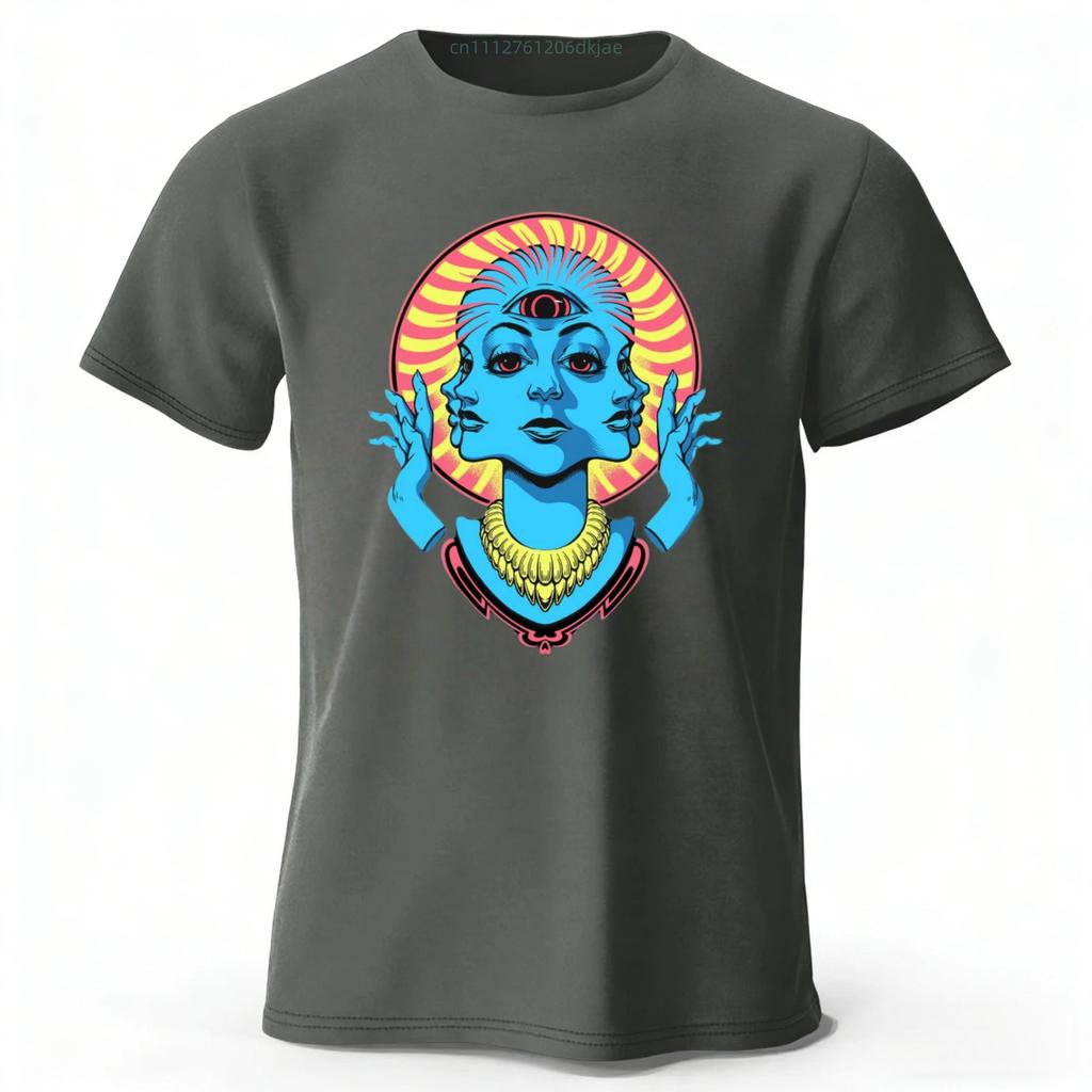Neon Cyber Vision Creative Printed Cotton Short Sleeved Mens Loose Large Fashion Casual Tshirt Womens Y2K Street Style Top