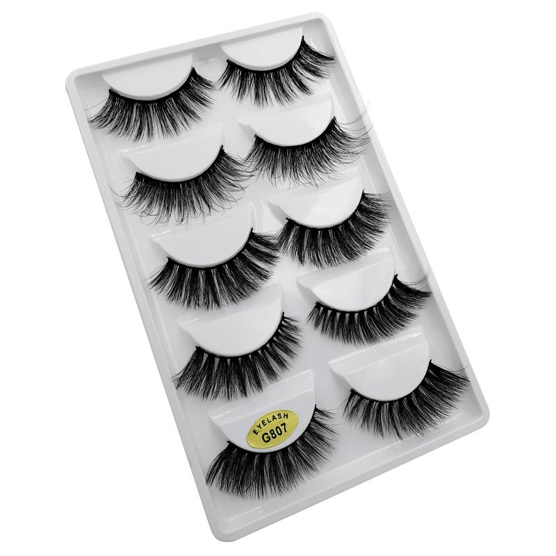 5 Pairs Multipack 3D Mink Lashes False Eyelashes Handmade Wispy Fluffy Long Lashes Natural Eye Makeup Tools Eye Lashes G806