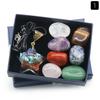 Rainbow Chip Stone Resin Moon Star Necklace 7pcs Irregular Boxed Set Chakra Healing Gemstone Yoga Jewelry