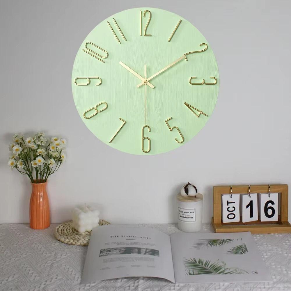 12inch Wood Grain Clock Silent Decorative Wall Clock Elegant Wall Hanging Clock Bedroom