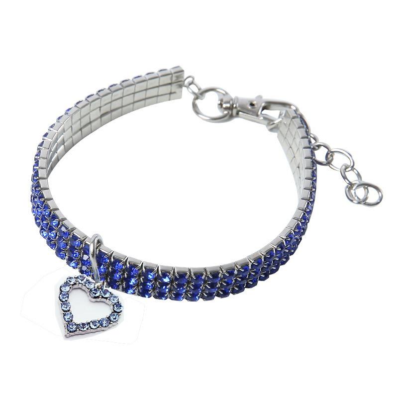 3 Rows of Rhinestone Elastic Pet Collar Dog Cat Crystal Pet Necklace Simple Pet Decorative Neck Ring