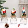 Christmas Candy Jar Clear Glass Jar with Lid Resin Gnome Santa Statue Mini Snack Jar for Kitchen Table Tiered Tray Decoration Party Supplies