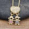Nidin Luxury Fashion Girls Boys Inlaid Crystal Zircon Pendant Romantic Heart Necklace Exquisite Mother's Day Jewelry Gift