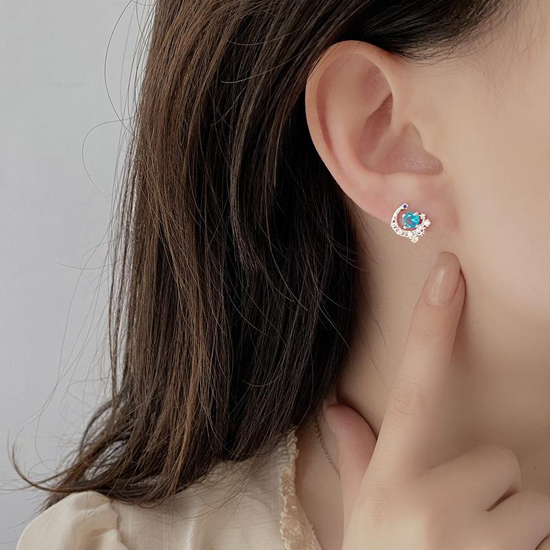 Серьги Blue Star Moon, легкие, роскошные, изысканные, блестящие, серьги, нишевый дизайн