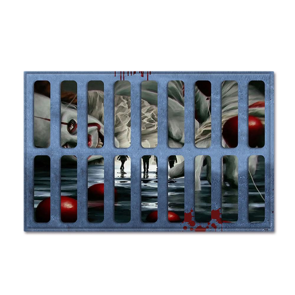 Hot Sale Halloween Series Manhole Clown 3D Thriller Grimace Non-Slip Floor Mat Bathroom Door Mat Factory