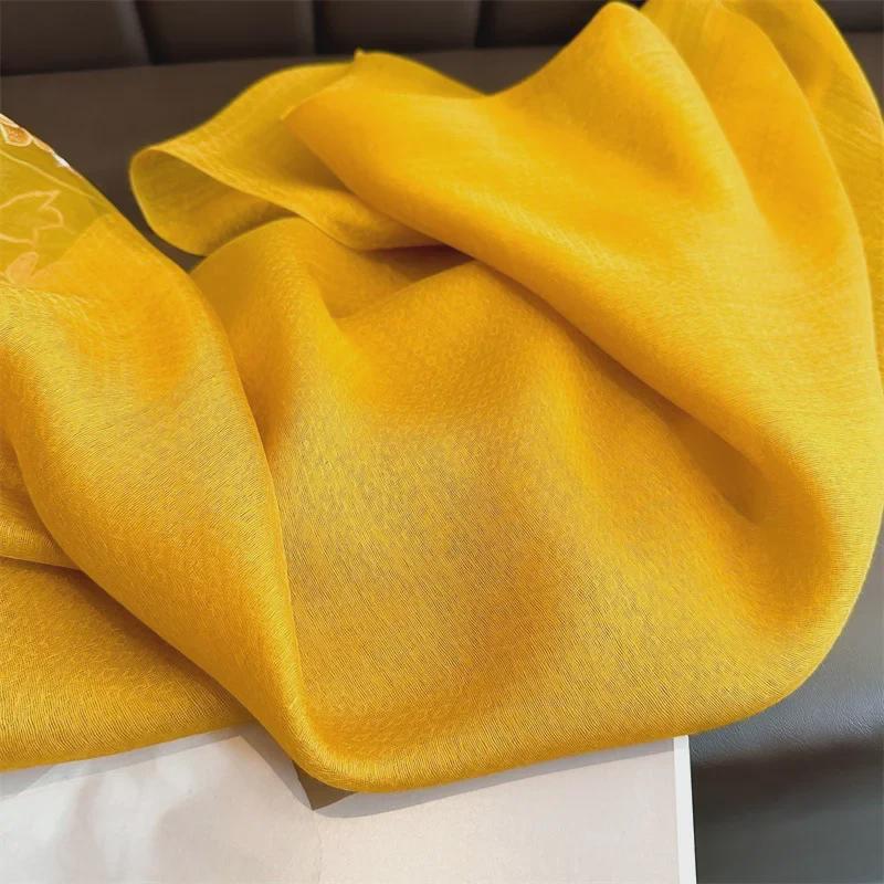 Шелковый вышитый шарф ручной работы: Элегантная шаль из шелка Mulberry на весну и осень