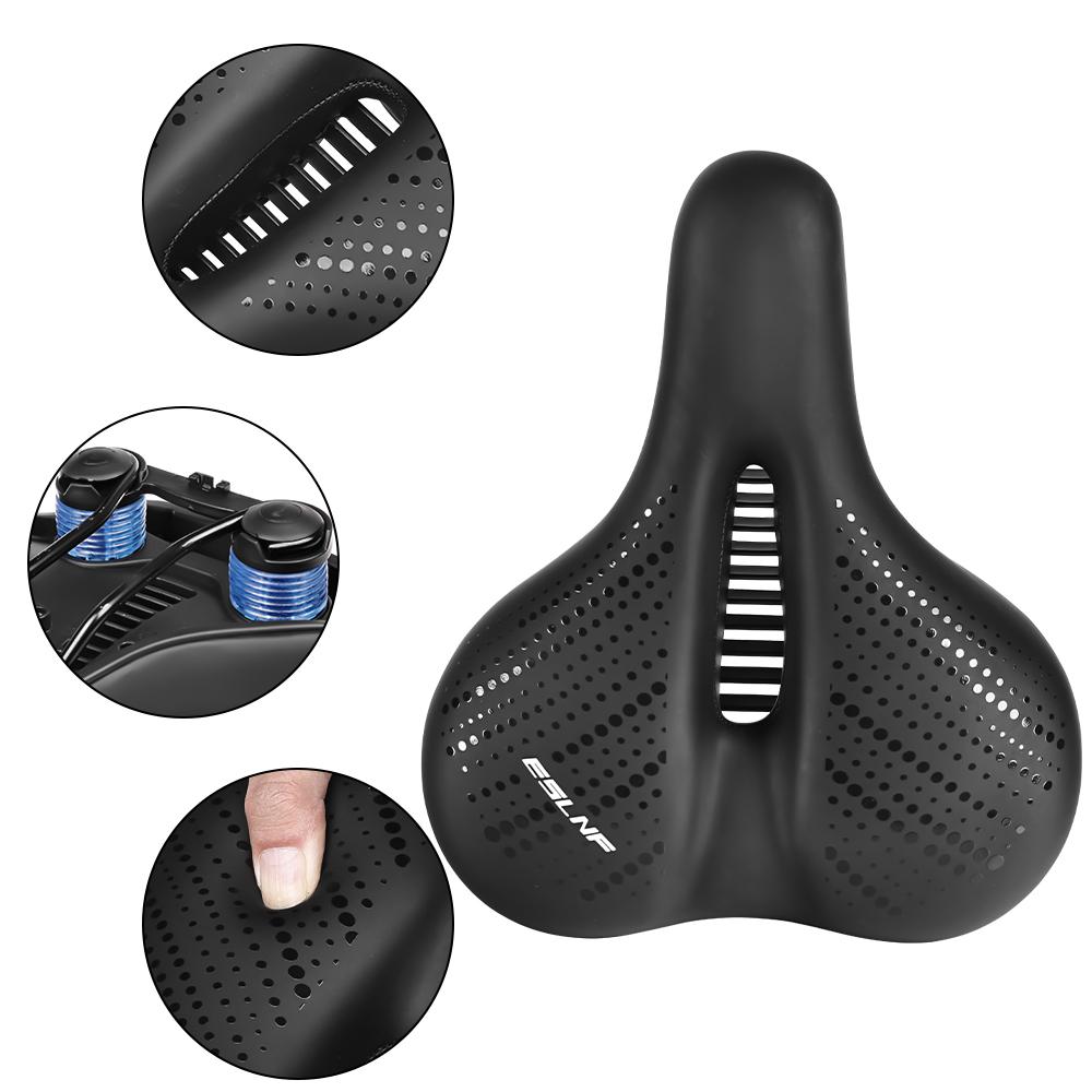 Big Wide Ventilated PU Road Bicycle Seat Carbon Shell Shock Absorption for Men-Simple Design Universal Bikes Soft Cycling