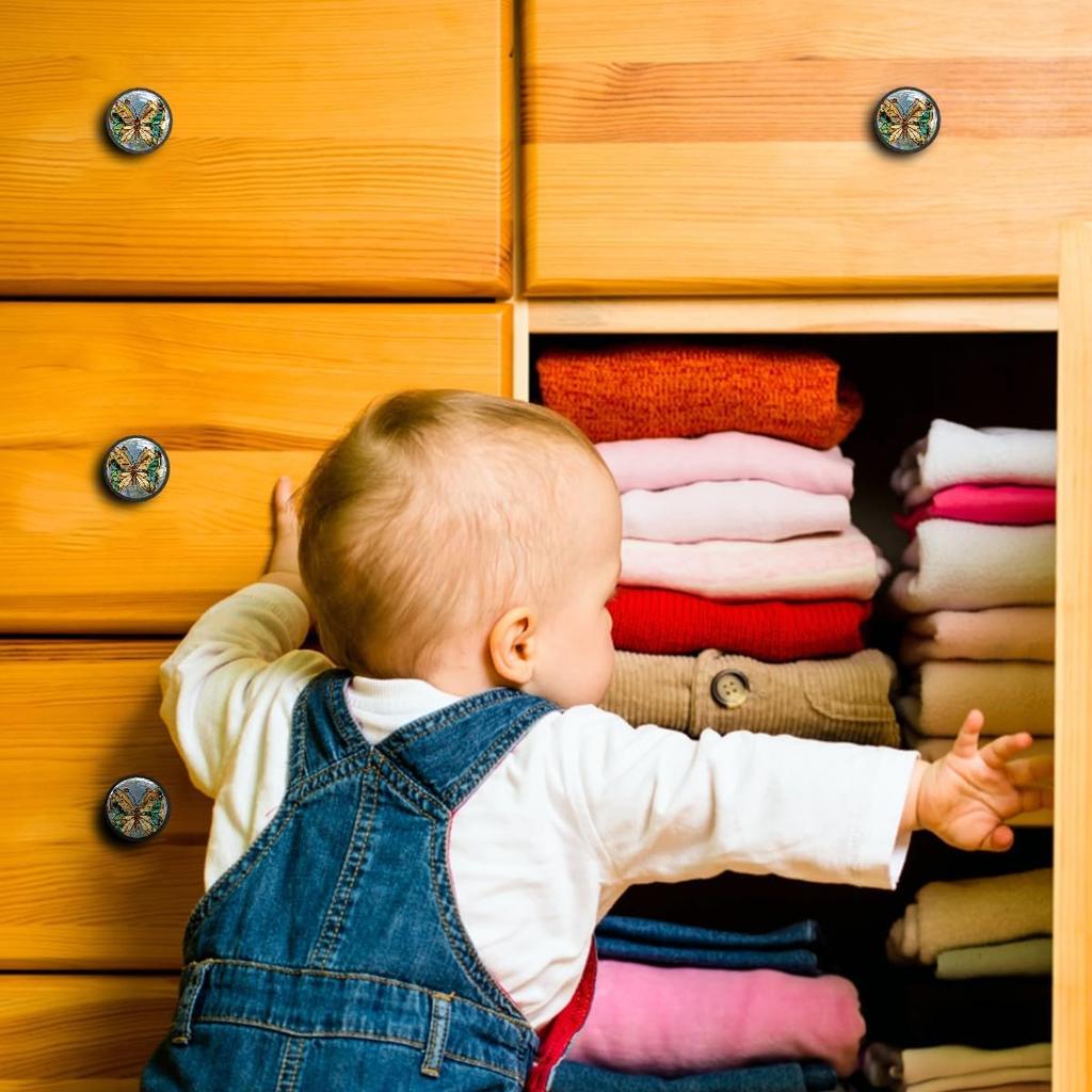 4 шт. в упаковке ручки для шкафов из цветного стекла с бабочкой, круглые ручки для ящиков из хрусталя, ручки для комодов, ящиков, ванной, кухонных шкафов, гардеробов