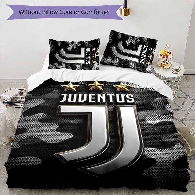 3pcs Juventus Design Cover Set - HD Printed Bedding with 1 Cover and 2 Pillowcases - Perfect for Home and Dorm Decor