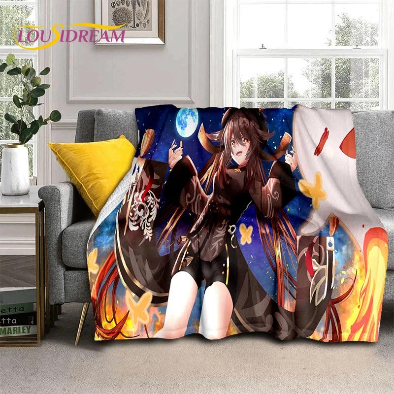 3D милый Genshin Impact мультфильм игра мягкий фланелевый плед для кровати спальни дивана пикника, плед для отдыха на свежем воздухе сон подарок