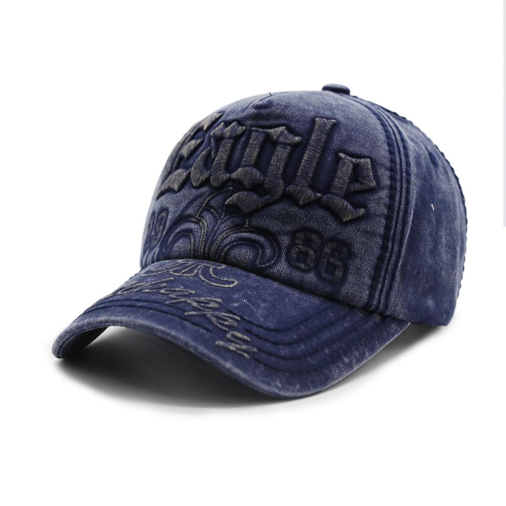 Denim Cowboy Baseball Cap Adjustable Trucker Hat for Men Women Vintage Dad Hat Casual Sports Cap Washed Distressed Dad Hat Unisex Embroidered Cap