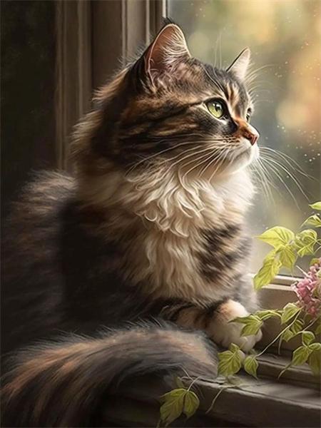 5D алмазная картина кошка полная круглая мозаика вышивка животное ручная работа подарок домашний декор