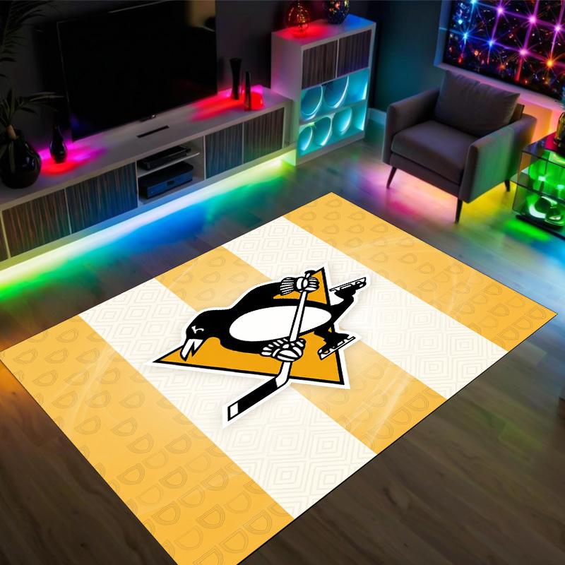 Дизайн Pittsburgh Penguins Кристальный Велюровый Ковер Уютный Не?Нескользящий ковер с принтом для спальни, гостиной, прихожей