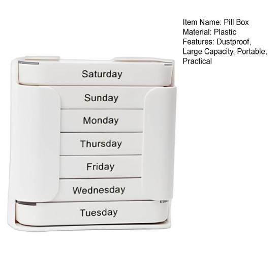 Yousheng Extra Large Weekly Pill Organizer Medicine Box Compact Design Portable 7-Day Slots Pill Container Travel Separate Pill Case