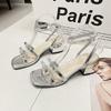 With Skirt Lightweight Super Fairy Bow One-word Buckle Strap High Heels 2025 Summer New French Silver Roman Sandals Women