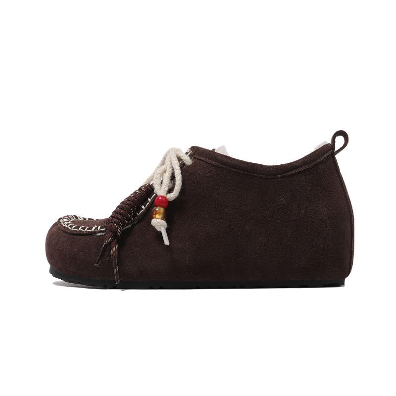 Wool Thick-soled Inner Height Increase Beaded Winter New Velvet Versatile One-pedal Casual Kangaroo Shoes