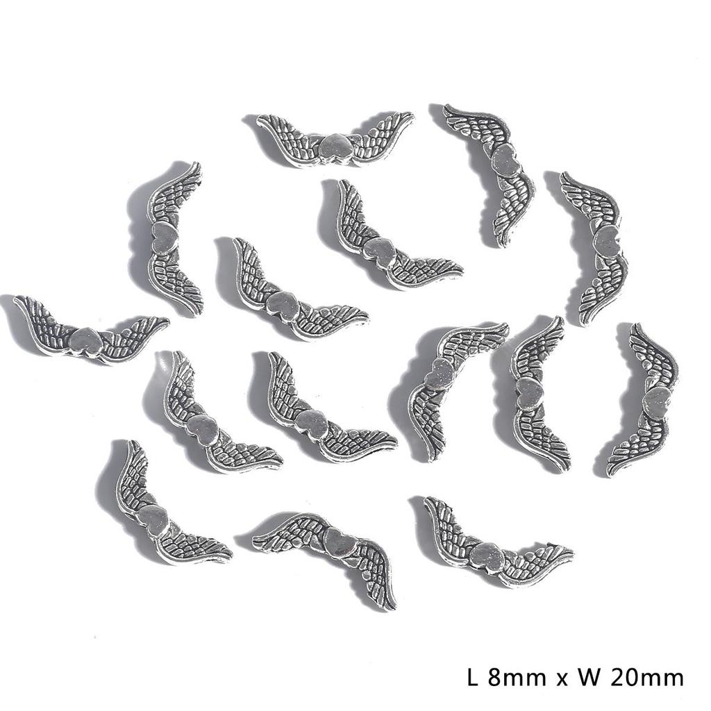 20 шт., подвески в виде крыльев из сплава разных размеров, античное серебро, цветные подвески для ювелирных изделий ручной работы «сделай сам», 20 шт.