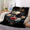1pc Skull Flowers Blanket, Lightweight Flannel Fleece with Digital Printing, Soft Warm for Sofa, Travel, Camping, Office, Couch, Chair, and Bed, All-S