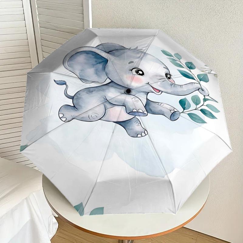 1PC Elephant Umbrella-8-Rib Reinforced, Automatic Open, Lightweight & Durable, Fashion Accessory for Outdoor, H0412