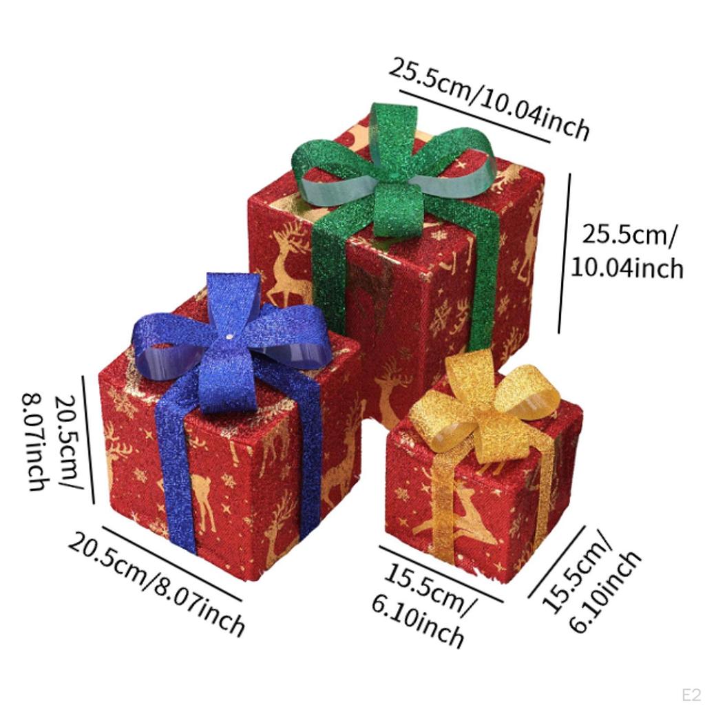 3 светящиеся подарочные коробки на Рождество, украшение на юбку, коробка для новинок, рождественские украшения