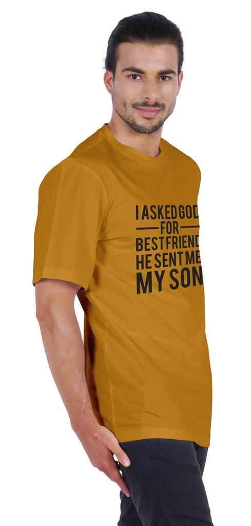 Inkmeso Men  S Graphic Printed   I Asked God For Best Friend He Sent Me My Son   Tshirt Crew Neck Tee For Father Son