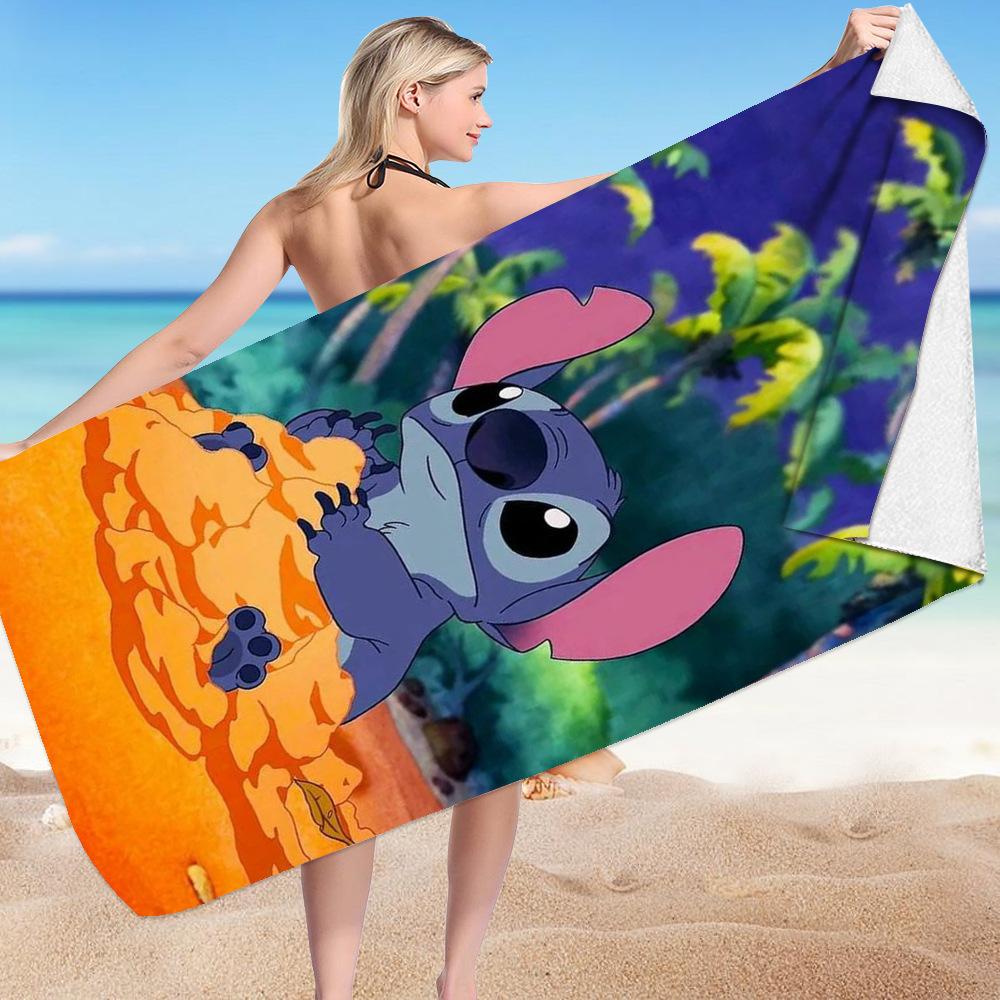 Stitch Zai Animation Beach Towel Microfiber Double-Sided Fleece Beach Towel Bath Towel Variety Square Towel Beach Towel